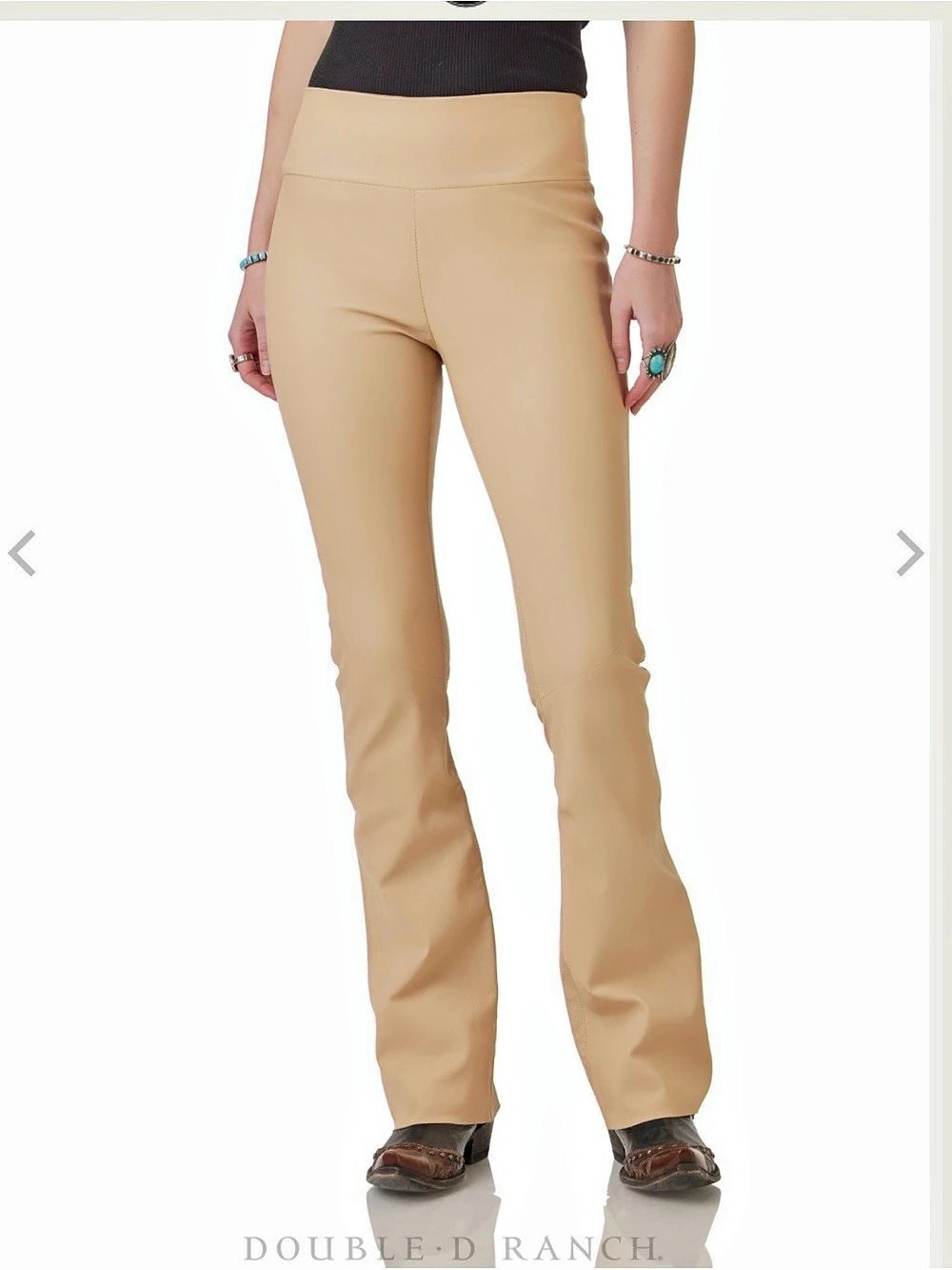 Double D Ranch Bandit Leather Pant Wide Leg Pants String color Medium  NWT